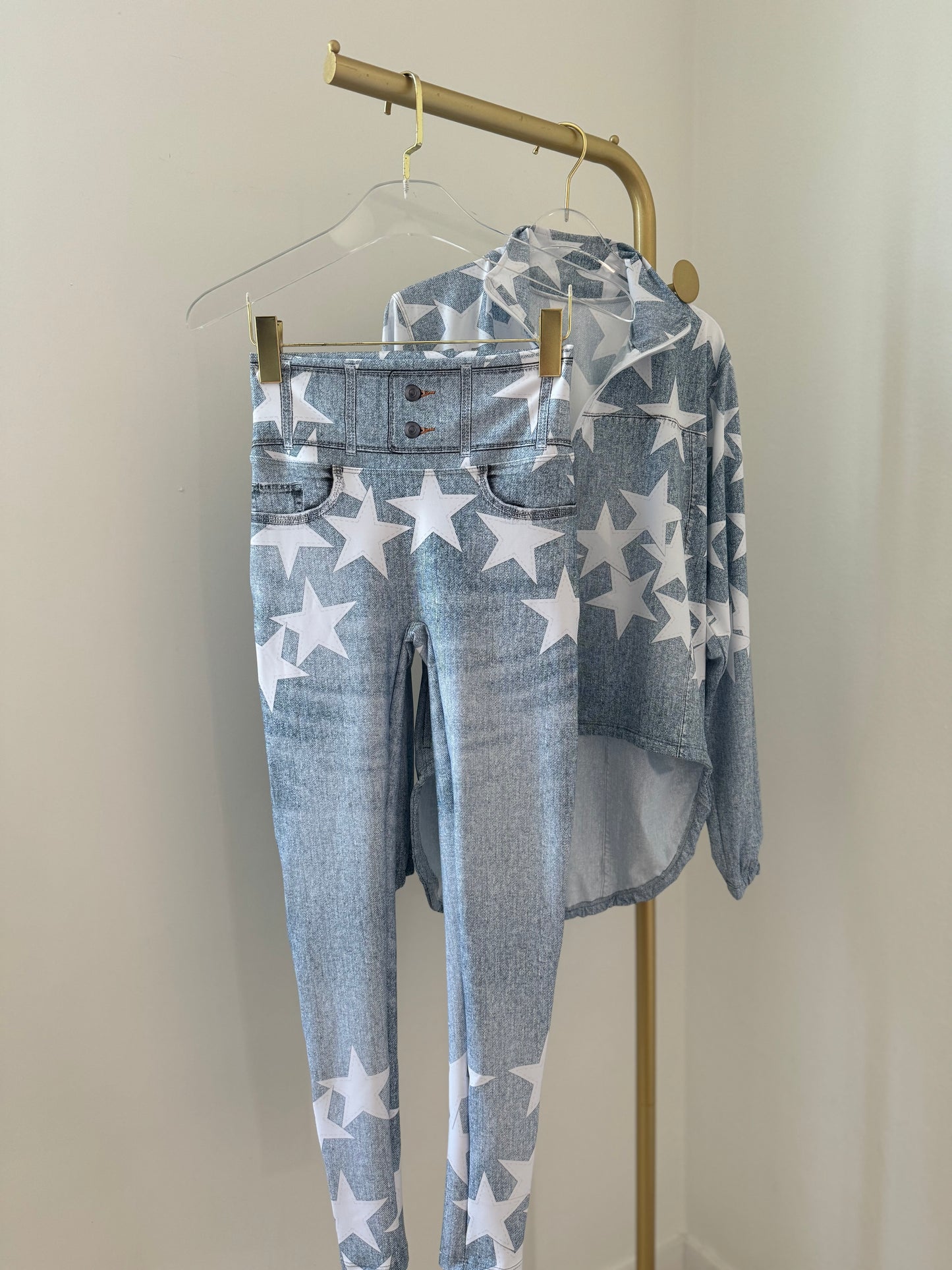 White Stars Denim Legging / Jacket