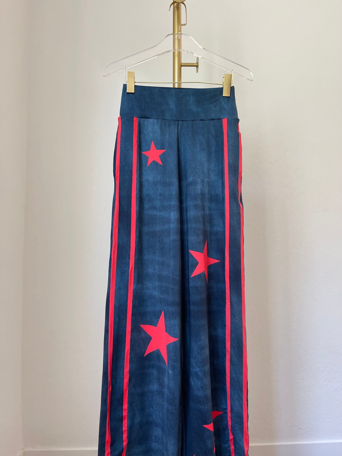 Red Stars Denim Top