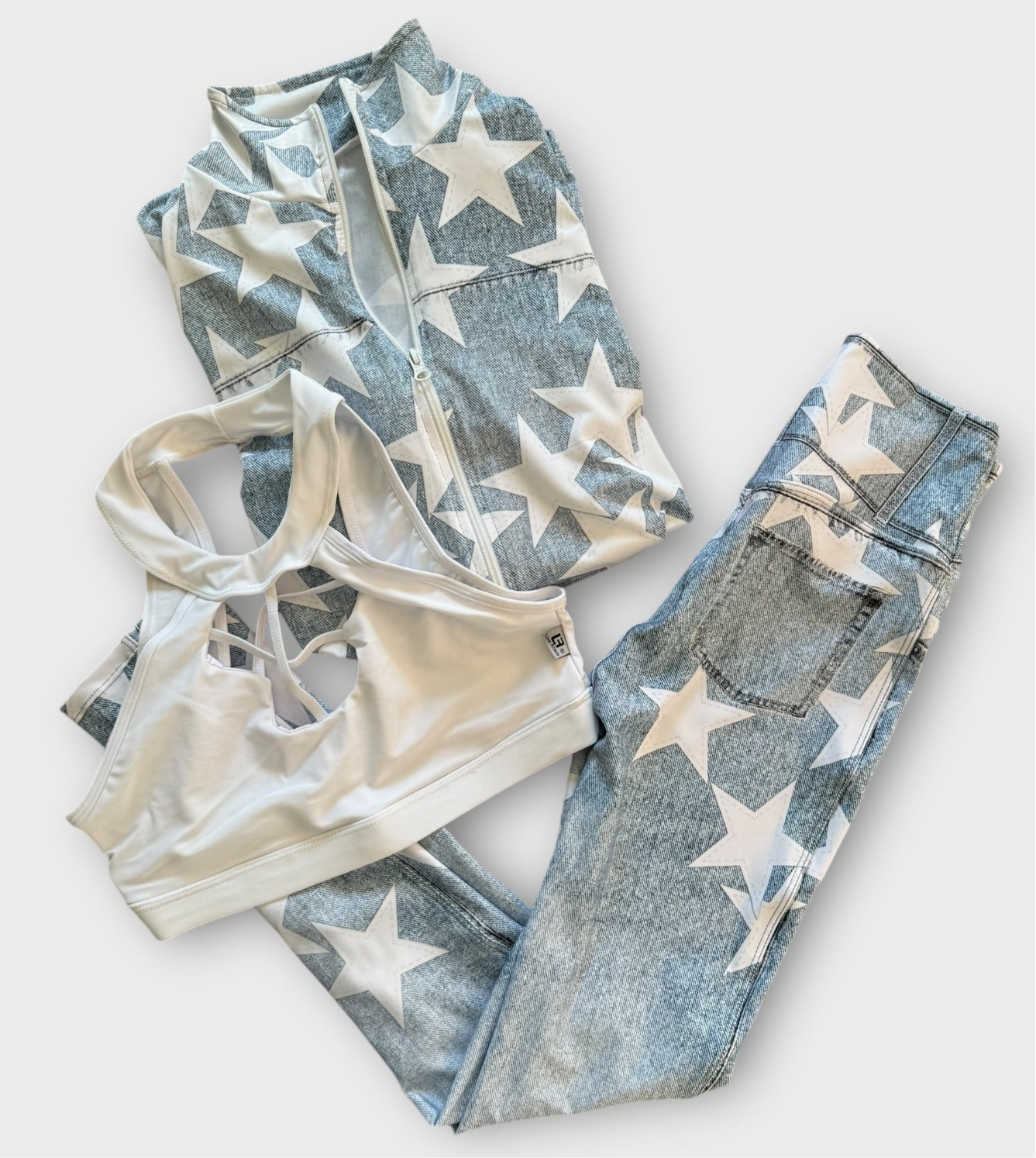 White Stars Denim Legging / Jacket