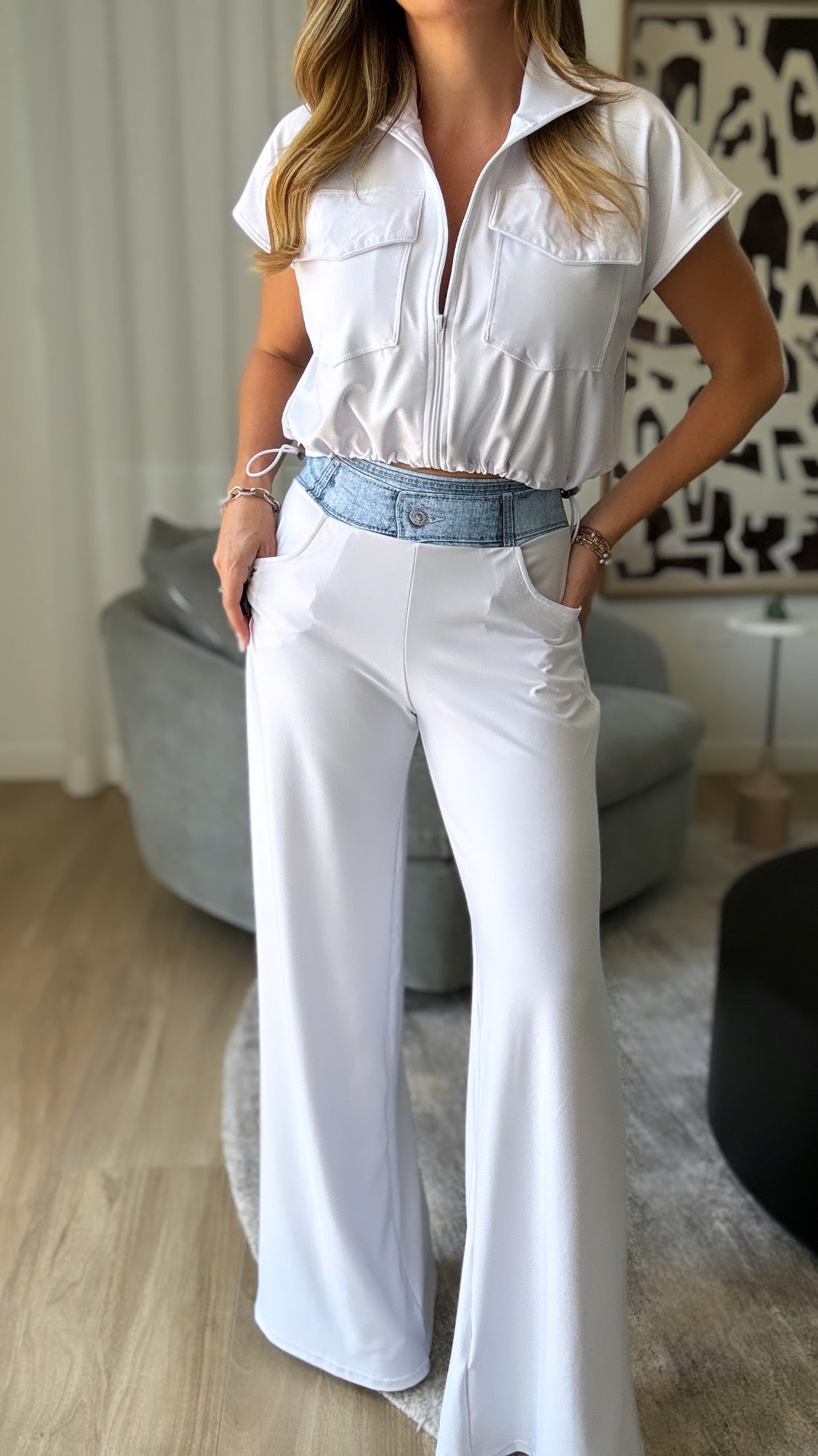 White & Denim Set