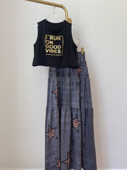 Leopard Stars Maxi Skirt