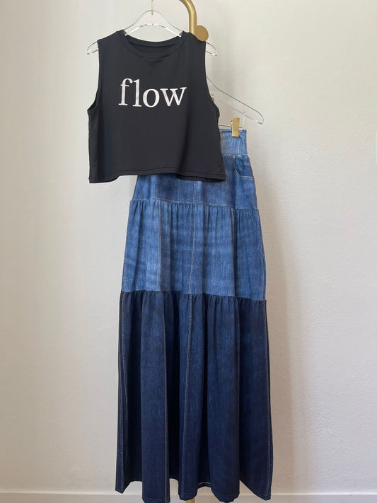 Denim Layers Maxi Skirt